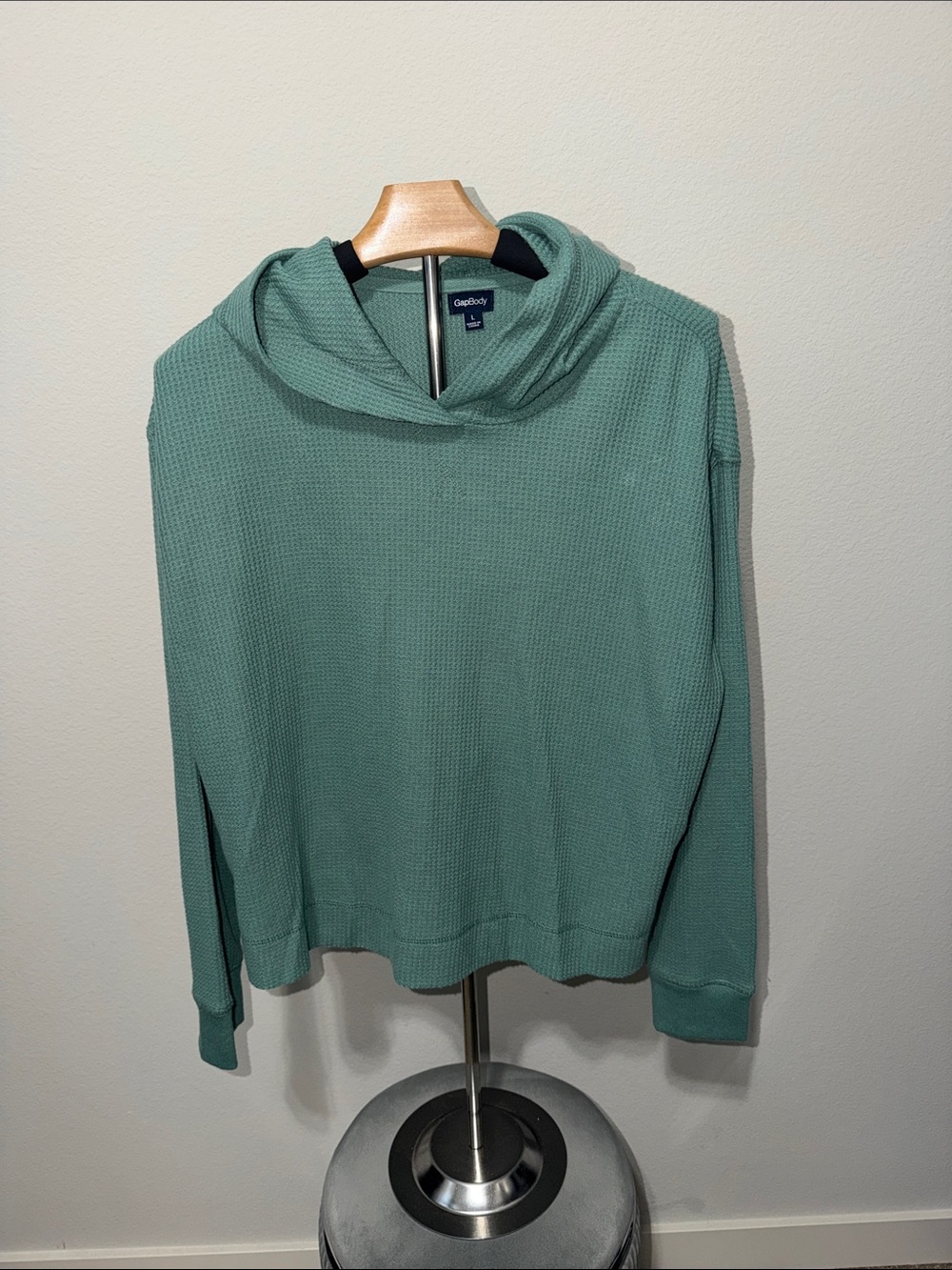 NWT GapBody Waffle Knit Hoodie in Mint Green WI1